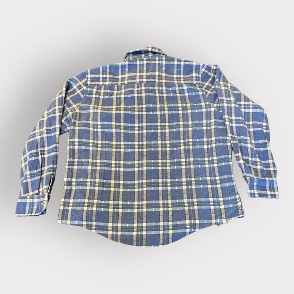 Vintage Sears Kings Road Blue Flannel 100% Cotton Large 16 - 16 1/2 - Picture 2 of 5
